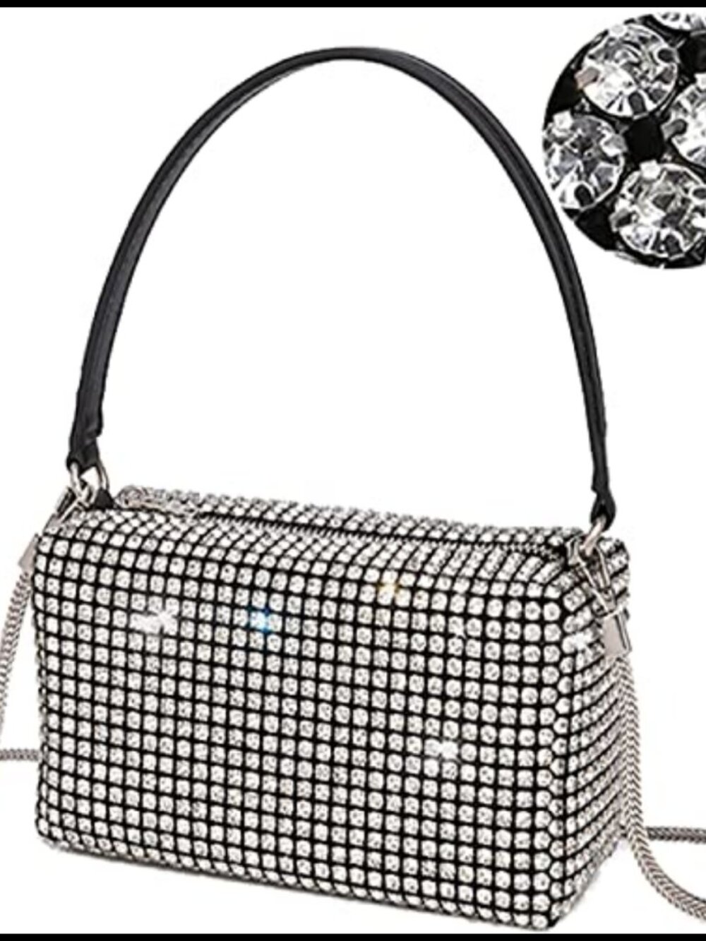 Rhinestone Clutch Evening Bag Sparkling Crystal Crossbody Purse with Chain Strap